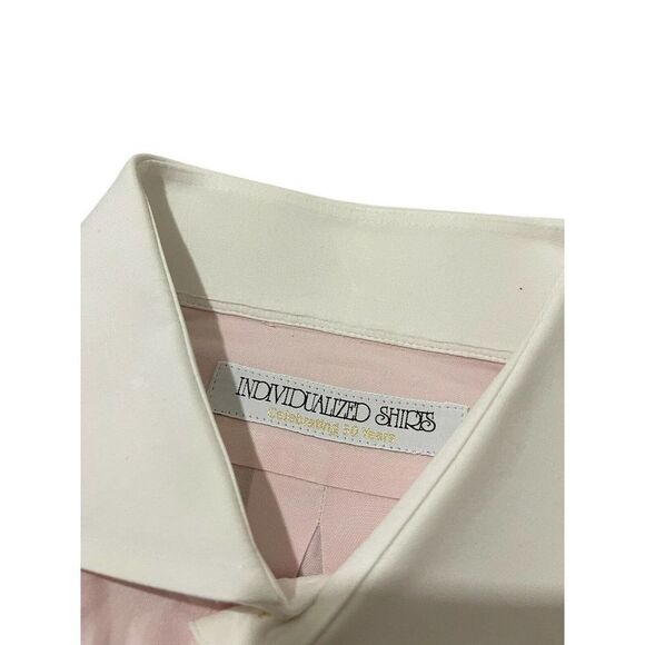 INDIVIDUALIZED SHIRTS Dress Shirt Pink‎ White Contrast Collar Spread Size 16 - Picture 10 of 12
